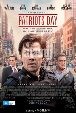 Erscheinungsdatum: Januar 13, 2017 Title: patrioten Tag Studio: SUNFILM Entertainment Regie: Peter Berg PLOT: Die Geschichte der Boston Marathon Bombardierung 2013 und die Folgen, die die Stadt-weite Fahndung der Terroristen verantwortlich zu finden. STARRING: Mark Wahlberg als Tommy Saunders Poster Art (Credit Bild: © lionsgate/Entertainment Bilder) Stockfoto
