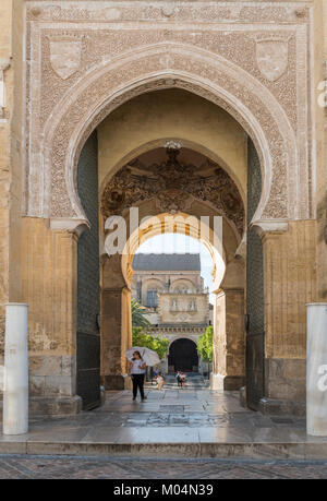 Kunstvoll gewölbten Eingang im Innenhof der Kathedrale Mezquita von Cordoba, Spanien Stockfoto