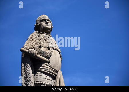 Karl Theodor Statue auf Alte Brücke über den Neckar, Heidelberg, Deutschland Stockfoto