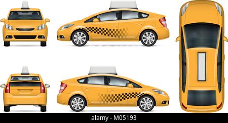 Taxi Vektor mock up für Werbung, Corporate Identity. Isolierte Vorlage der City Car auf weißem Hintergrund. Fahrzeug Branding mockup. Stock Vektor