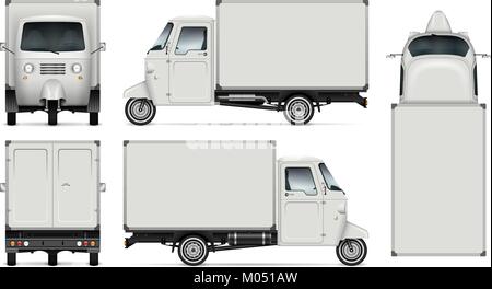 Lieferung Dreirad vektor Mock-up für Werbung, Corporate Identity. Isolierte Vorlage der Box dreirädrige Roller auf weißem Hintergrund. Stock Vektor