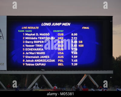 Bei den IAAF U20-Weltmeisterschaften 2016 in Bydgoszcz fand am 20. Juli 2016 das Langsprung-Finale der menâ statt. Diese Veranstaltung war ein wichtiges Highlight des Wettbewerbs. Stockfoto