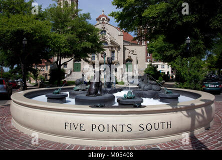 Fünf Punkte Süden Brunnen, Birmingham, Alabama Stockfoto