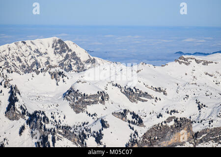 Blick auf das Skigebiet Jungfrau Wengen in Schweiz Stockfoto