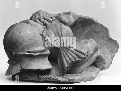 Junge Trauernde ruht auf Helm und Schild MET 110319 Stockfoto