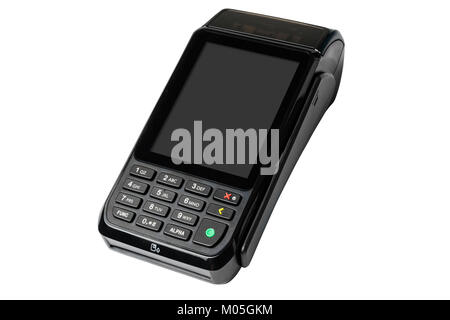 POS-Payment Terminal mit GPRS auf weißem Hintergrund Stockfoto