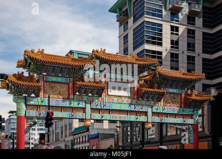 Chinesische Tor in DC's Chinatown Stockfoto