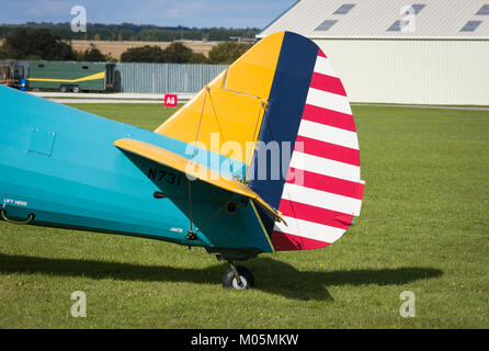 Höhenleitwerk von Boeing Stearman doppeldecker an einem Englischen in Großbritannien anzeigen Stockfoto