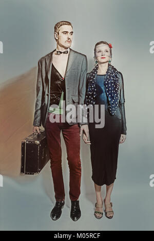 Junges Paar theater schauspieler im Retro Stil. Vintage Foto Stockfoto