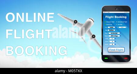 Smartphone App online Flug und Flugzeug Stock Vektor