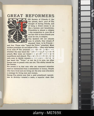 Cover-Illustration von „Little Journeys to the Homes of Great Reformers, Vol. XXI' mit historischem und künstlerischem Design, das den Stil der Buchveröffentlichungen des frühen 20. Jahrhunderts widerspiegelt. Stockfoto