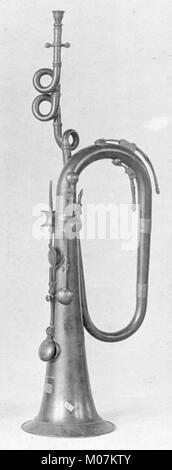 Dieser Bugel mit B-flacher Tastatur aus dem 19. Jahrhundert veranschaulicht die Entwicklung von Messing-Musikinstrumenten und hebt handwerkliches und Design hervor. Stockfoto