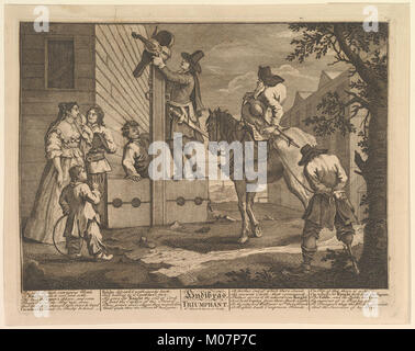 Diese Illustration aus „Hudibras“, MET, zeigt eine satirische Szene, die soziale und politische Themen ihrer historischen Periode hervorhebt. Stockfoto