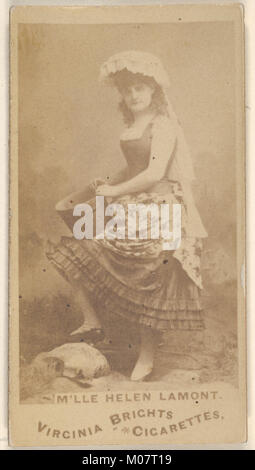 Diese Sammlerkarte zeigt M'lle Helen Lamont aus der Schauspielerserie N45 von Virginia Brights Cigarettes, die für Tabakwerbung im frühen 20. Jahrhundert verwendet wurde. Stockfoto