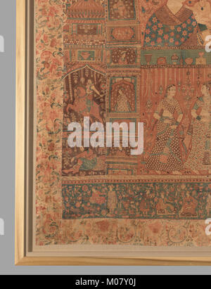 Kalamkari Hängen mit Zahlen in einem architektonischen Einstellung MET DP 216128 Stockfoto