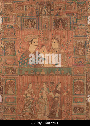 Kalamkari Hängen mit Zahlen in einem architektonischen Einstellung MET DP 216126 Stockfoto