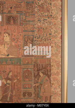 Kalamkari Hängen mit Zahlen in einem architektonischen Einstellung MET DP 216127 Stockfoto