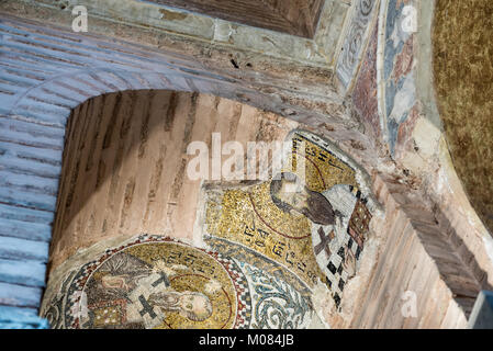 Antike Mosaiken in der Theotokos Pammakaristos Kirche in Fethiye Camii in Carsamba Nähe von Fatih County in Istanbul, Türkei, 15. Oktober 2017 Stockfoto