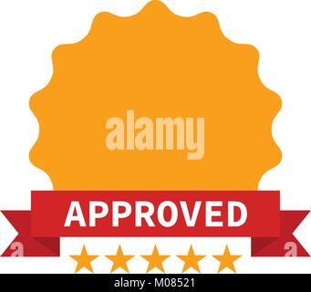 Zertifikat Symbol mit fünf Sternen genehmigt Stock Vektor