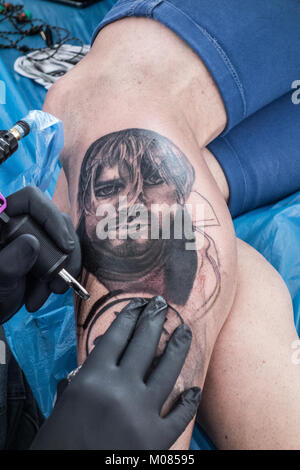 Kurt Cobain tattoo Stockfoto