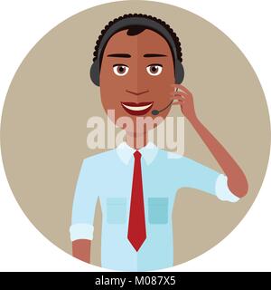Call Center Betreiber Symbole mann Vektor cartoon Flachbild Abbildung isoliert Stock Vektor