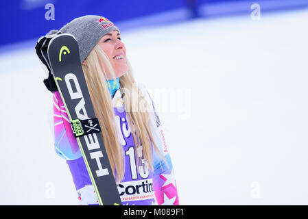 Cortina d'Ampezzo, Italien. 19 Jan, 2018. Lindsey Vonn der Vereinigten Staaten von Amerika an der Cortina d'Ampezzo FIS Weltcup in Cortina d'Ampezzo, Italien am 19. Januar 2018. Credit: Rok Rakun/Pacific Press/Alamy leben Nachrichten Stockfoto