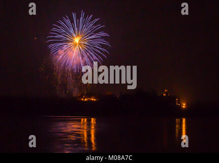 Feuerwerk in Rivalta Schloss Stockfoto