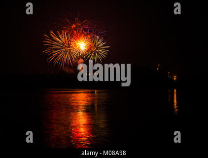 Feuerwerk in Rivalta Schloss Stockfoto