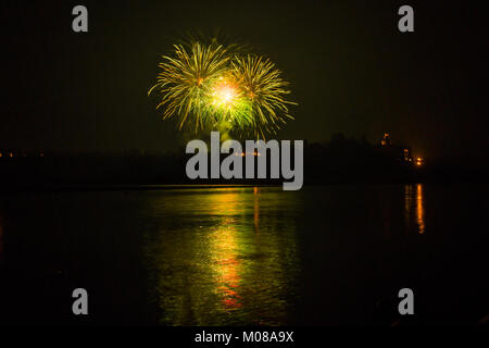 Feuerwerk in Rivalta Schloss Stockfoto