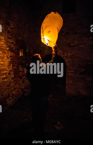 Feuerwerk in Rivalta Schloss Stockfoto