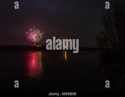 Feuerwerk in Rivalta Schloss Stockfoto