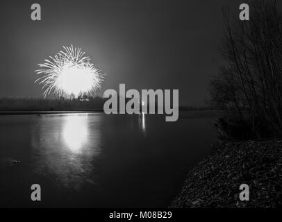 Feuerwerk in Rivalta Schloss Stockfoto