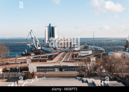 Odessa, Ukraine - Jan 13, 2018: passagierhafen von Odessa, Ukraine. Stockfoto