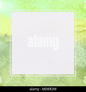 Platz Aquarell frame handgefertigt. Abstrakte Darstellung eines Frame Vorlage. Exklusive Malerei Hintergrund. Ein einzigartiges Bild. Weißes Quadrat im Design Stockfoto