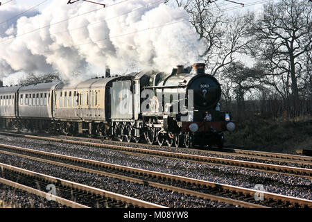 GWR Schloss Dampflok Nr. 5043 Graf von Mount Edgcumbe an copmanthorpe am 12. Dezember 2009 - Copmanthorpe, York, Großbritannien Stockfoto