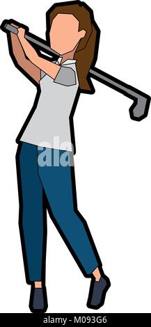 Frau Golfspieler, der Avatar Vector Illustration Design Stock Vektor