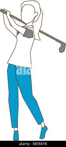 Frau Golfspieler, der Avatar Vector Illustration Design Stock Vektor