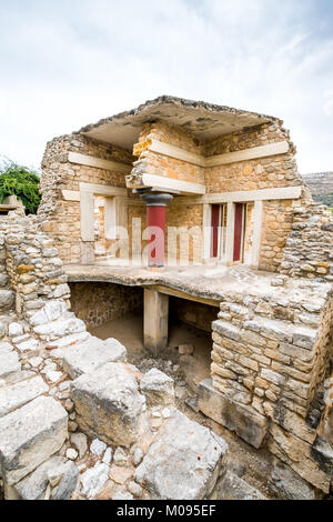 Teile der Minoischen Tempelanlage von Knossos, rekonstruiert zweistöckige, der Palast von Knossos, Knossos antike Stadt, Heraklion, Knossos, Kreta, Griechenland, E Stockfoto