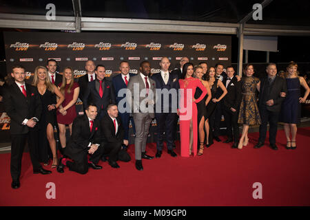 London, Großbritannien. 19 Jan, 2018. Die Form und die Mannschaft von Fast & Furious Live auf der Weltpremiere von Fast & Furious Live in der O2 Arena London England, am 19. Januar 2018. Credit: Jason Richardson/Alamy leben Nachrichten Stockfoto