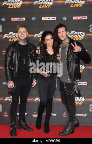 London, Großbritannien. 19 Jan, 2018. Skizze der Globalen Premiere von Fast and Furious Live in der O2 Arena London England, am 19. Januar 2018. Credit: Jason Richardson/Alamy leben Nachrichten Stockfoto