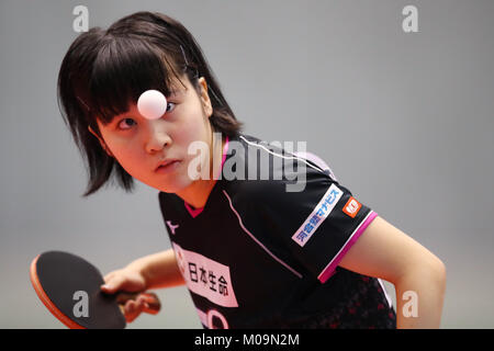 Tokyo Metropolitan Gymnasium, Tokio, Japan. 19 Jan, 2018. Miu Hirano, 19. Januar 2018 - Tischtennis: All Japan Tisch Tennis Championships Frauen Singles 6. Runde an der Tokyo Metropolitan Gymnasium, Tokio, Japan. Quelle: LBA SPORT/Alamy leben Nachrichten Stockfoto