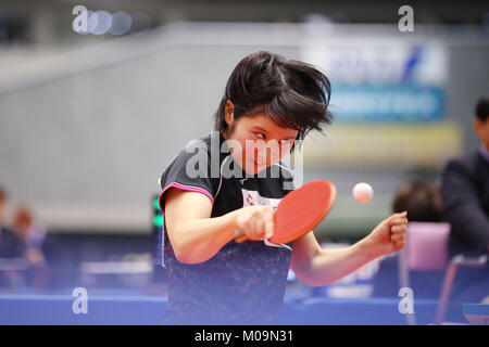 Tokyo Metropolitan Gymnasium, Tokio, Japan. 19 Jan, 2018. Miu Hirano, 19. Januar 2018 - Tischtennis: All Japan Tisch Tennis Championships Frauen Singles 6. Runde an der Tokyo Metropolitan Gymnasium, Tokio, Japan. Quelle: LBA SPORT/Alamy leben Nachrichten Stockfoto