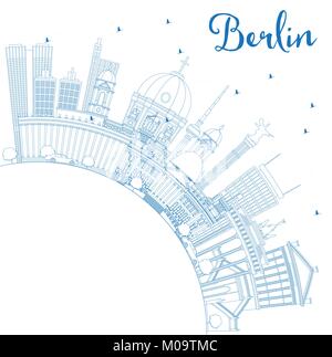 Übersicht Berlin Deutschland Skyline der Stadt mit blauen Gebäude und Kopieren. Vector Illustration. Business Travel und Tourismus Konzept Stock Vektor