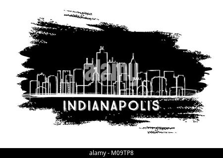 Indianapolis Indiana USA Skyline der Stadt Silhouette. Hand gezeichnete Skizze. Business Travel und Tourismus Konzept mit moderner Architektur. Stock Vektor