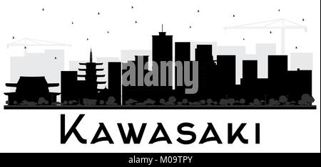 Kawasaki Japan Skyline der Stadt schwarze und weiße Silhouette. Vector Illustration. Stock Vektor