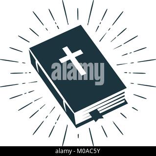Bibel, die Heilige Schrift Logo oder Label. Glauben, Glauben, Gebet Symbol. Vector Illustration Stock Vektor