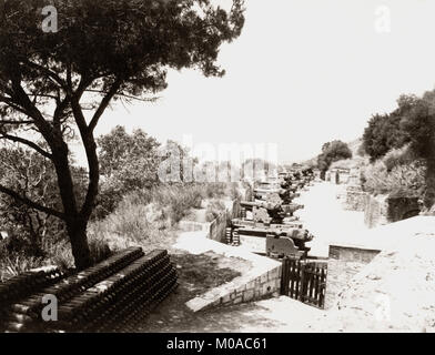 1880 in Gibraltar, Artillerie Batterie, Kanonen Stockfoto