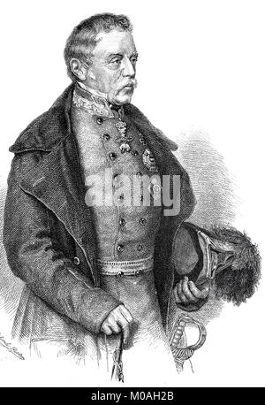 Johann Joseph Wenzel Anton Franz Karl Graf Radetzky von Radetz, 2. November 1766 bis 5. Januar 1858, war ein feldmarschall, böhmischer Adeliger und der wohl bedeutendste Heerführer Österreichs in der ersten Hälfte des 19. Jahrhunderts, digital verbesserte Reproduktion des Originals aus dem Jahr 1880 Stockfoto