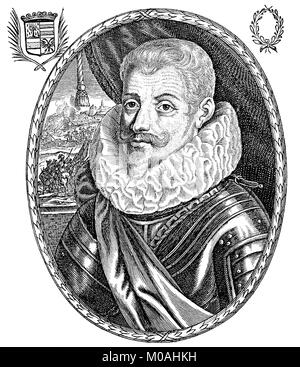 Johann Tserclaes Graf von Tilly, Februar 1559 - 30. April 1632, wurde ein Feld Marschall, der Katholischen Ligen Kräfte in den Dreißigjährigen Krieg befohlen, digital verbesserte Reproduktion des Originals aus dem Jahr 1880 Stockfoto