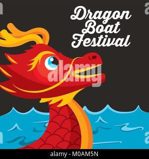 Red head Dragon boat festival Meer und dunklen Hintergrund Stock Vektor